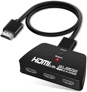4K@60Hz HDMI Switch【with 3.9FT HDMI Cable】, NEWCARE HDMI Switch 3 in 1 Out, 3-Port HDMI Switcher Selector, Supports 4K, 3D, HDCP2.2, HDMI2.0, HDR, for Fire Stick 4K, HDTV, PS4/5, Game Consoles, PC