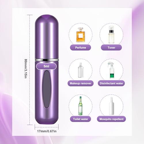 Image of Portable Mini Perfume Atomizer Bottle, 5ml /0.17oz Refillable Spray, Scent Pump Case, Travel Atomizer (Matte Purple)