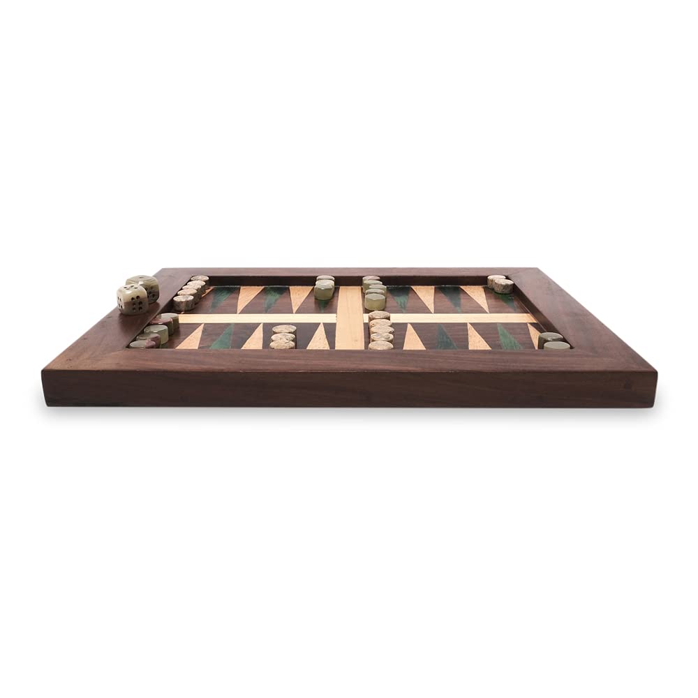 Gioco da Tavolo Intarsiato in Legno Backgammon Set Wood inlay Boad Travel Game 30x20cm