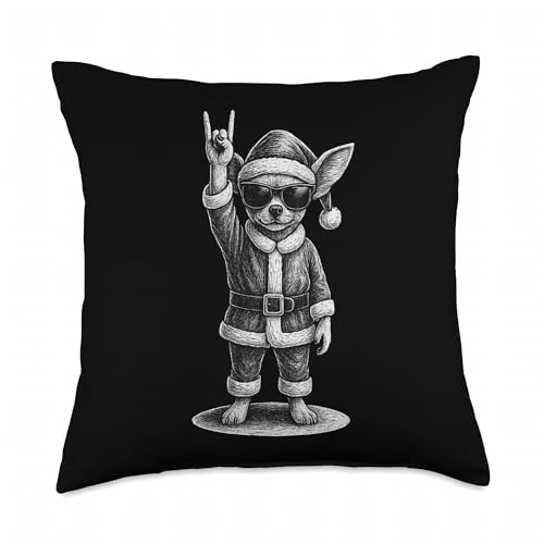 Chihuahua Rock Music Christmas Dog Lover Throw Pillow