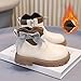 Girls Bow knot Ankle Boots Fleece Lined Side Zipper Cute Dress Booties Winter Fashion Warm PU Leather Short Shoes