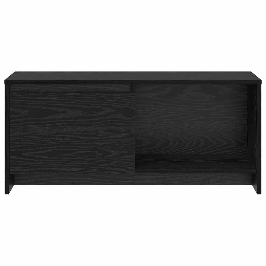 Zestaw szafek pod telewizor montowana na ścianie, kolor czarny, imitacja dębu, 90 x 35 x 40 cm, nowoczesny regał na media z 2 drzwiami, oszczędność miejsca, do salonu, trwały materiał