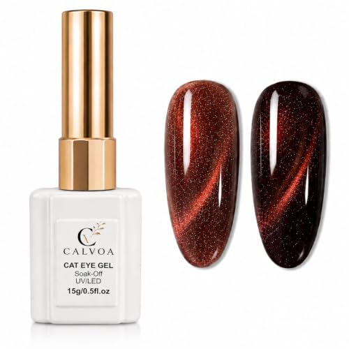 Image of Cat Eye Gel Polish with Dual Magnet 15ML Holographic Glitter Magnetic Soak-Off UV /LED Gel Polish for Salon & DIY Nail Art (BURNISHED AMBER)