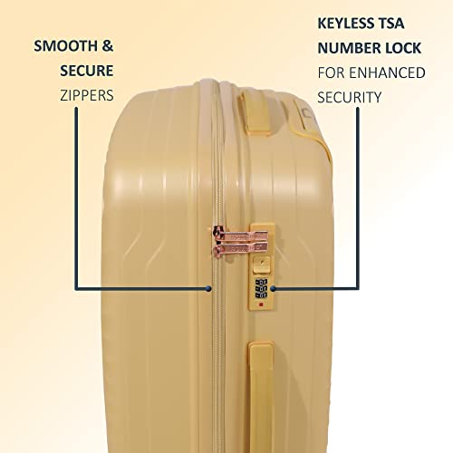 Image of ROMEING Sicily 20 inch, Polypropylene Luggage, Hard Sided, (Yellow 55 cms) Small Cabin Trolley Bag | 8 Spinner Smooth Wheels | TSA Lock | Unbreakable | Men & Women & Kids