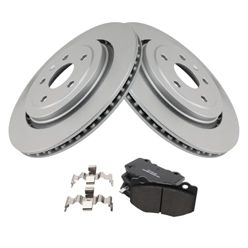 Image of TRQ Rear Brake Pad and Rotor Set Ceramic G Coated Rotors | For 2016-2019 Cadillac ATS 2016-2020 Chevrolet Camaro