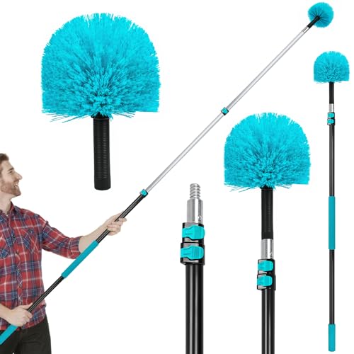Image of Mavriz 5-12 FT Spider Web Brush with Pole, Cobweb Duster with Extension Pole for Outdoor & Indoor Cleaning, Telescopic Long Duster for High Ceilings 20 Ft Reach
