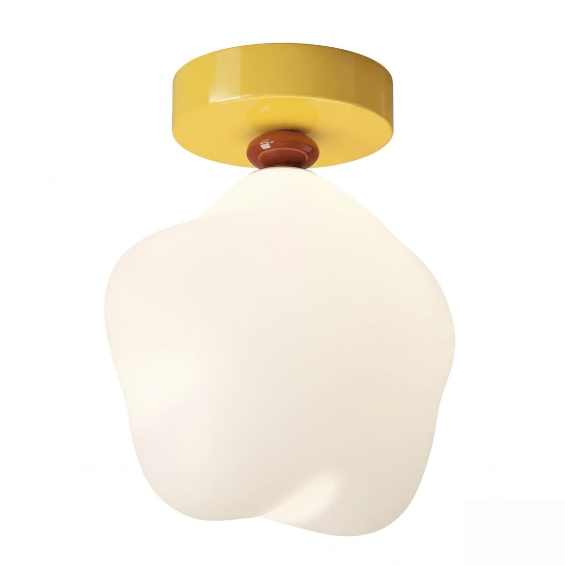 Plafonnier sculptural style nordique en PE blanc de haute qualité avec base jaune