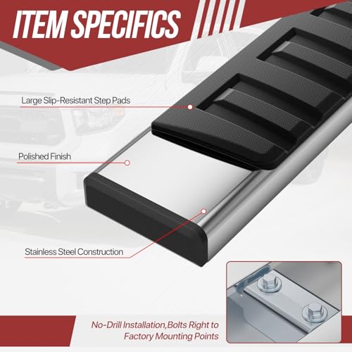 Estribos laterales compatibles con Toyota Tundra 07-21 acero inox miniatura 2