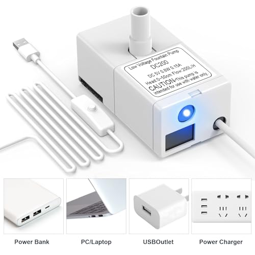 Bomba para fuente de agua para gato con filtro y luz LED miniatura 3
