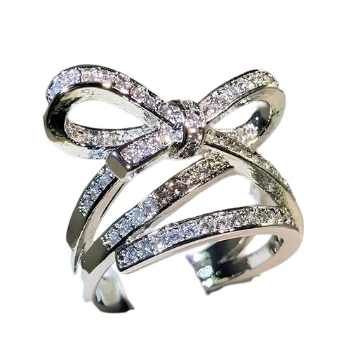 Bague Ring-N29 avec Nœud en Argent 925 et Zircone, Cadeau d'Anniversaire Idéal