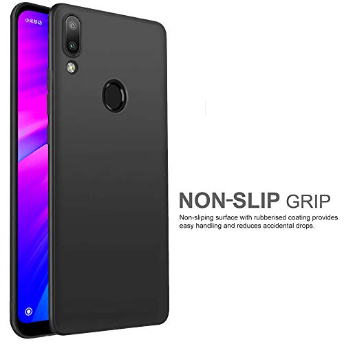 Image of TheGiftKart Sleek Back Cover Case for Xiaomi Redmi Y3 / Redmi 7 | Slim Fit Protective Design | Ultra Matte Finish | Camera Protection Bump | Soft Silicon Back Cover Case (Silicone, Black)