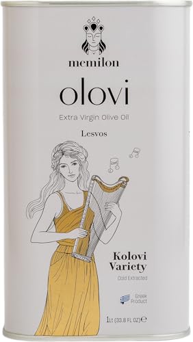 Memilon Olovi - Greek Extra Virgin Olive Oil 1L – Lesvos - Cold Pressed - High In Polyphenols - 0.3 Acidity - 100% Kolovi Variety - Family Farm-image