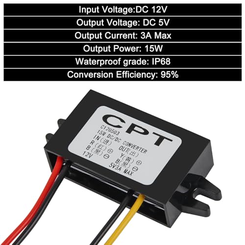Image of 2Pcs DC Converter Waterproof 12V /24V to 5V Converter Step Down Module 3A 15W Power Adapter Voltage Regulator Car Power Converter Adapter