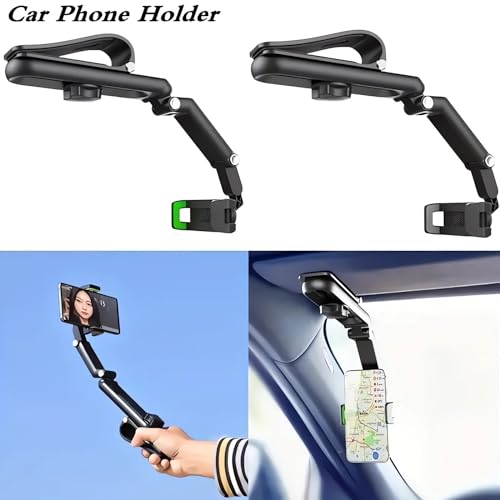 Image of Ivieicip 360 Rotatable and Adjustable Car Phone Holder for Rearview Mirror, Compatible with All Smartphones