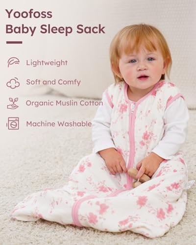 Image of Yoofoss Baby Sleep Sack 0-6 Months Breathable 100% Organic Muslin Cotton Wearable Blanket Baby, Newborn Infant Sleeping Sack 2-Way Zipper Soft Lightweight