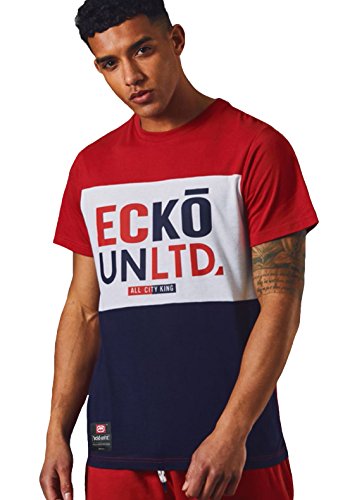 Ecko Hombres Unltd Camiseta Corta Manga Parte Superior tee Deporte Gráfico Verano Silverstone,Tango Rojo,L