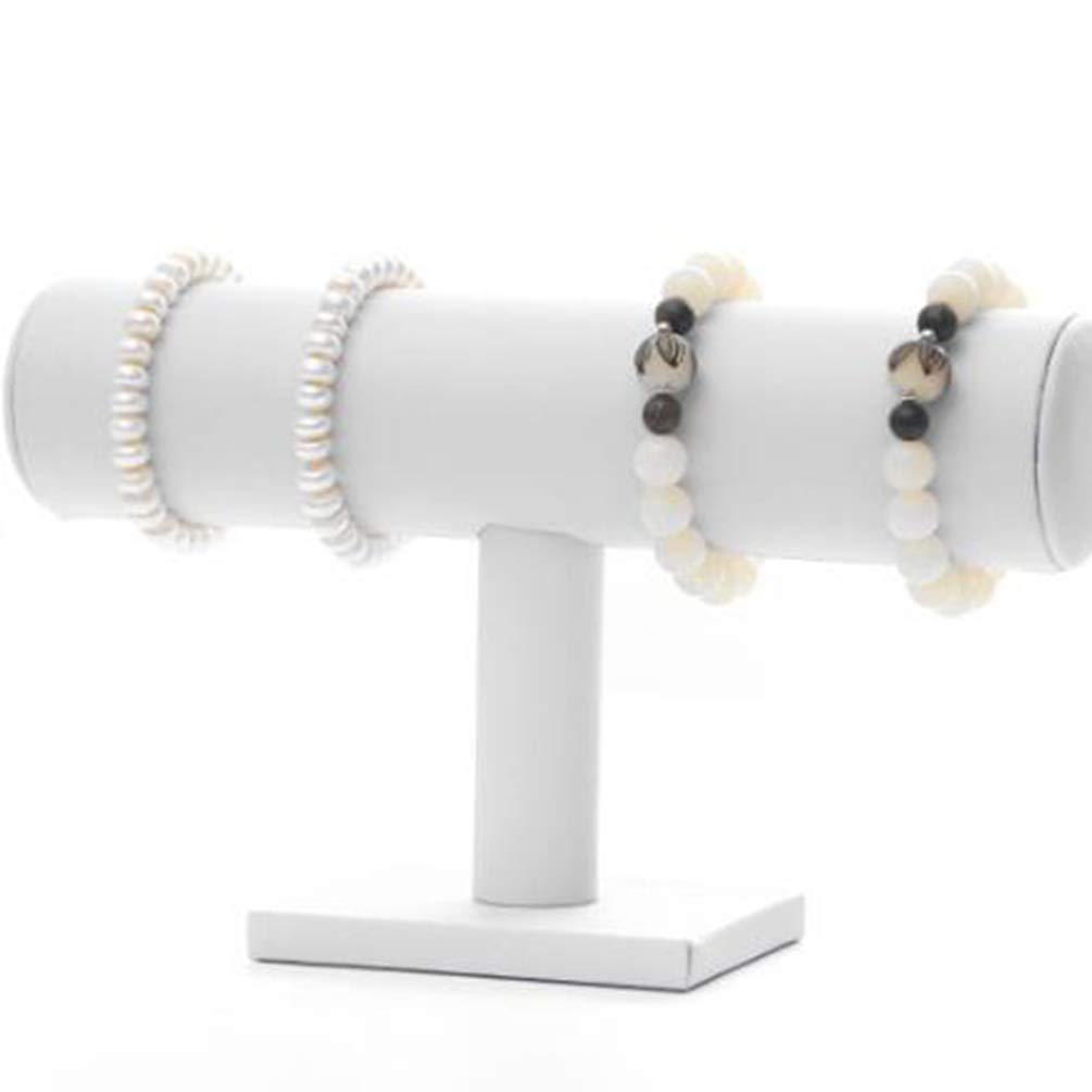 Cabilock White Velvet T-Bar Bracelet Jewelry Display Stands Jewelry Storage Rack T Shaped Bracelet Bangle Organiser For Home Shop Store (White)