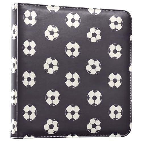 JIPONI Minimalist Soccers Large Photo Album, DIY Leather Cover Scrapbook Albums for 4x6 5x7 6x8 Pictures, Self Adhesive Memory Book for Wedding, Baby, Family