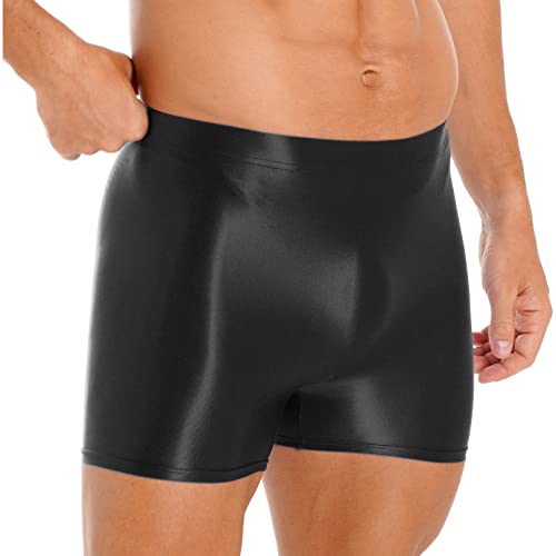 easyforever Mens Shiny Glossy Oily Tight Panties Shorts Trunks Nylon Sheer High Elastic Underwear3