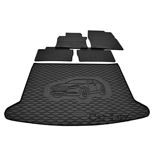 Car Lux DUO01187 - Alfombra protector maletero + Alfombras alfombrillas de goma a medida para Mazda CX-30 CX30 desde 2019-