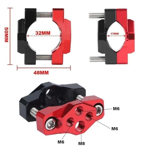 Abrazadera de aluminio rojo de 32 mm duradera para barras de luz 2