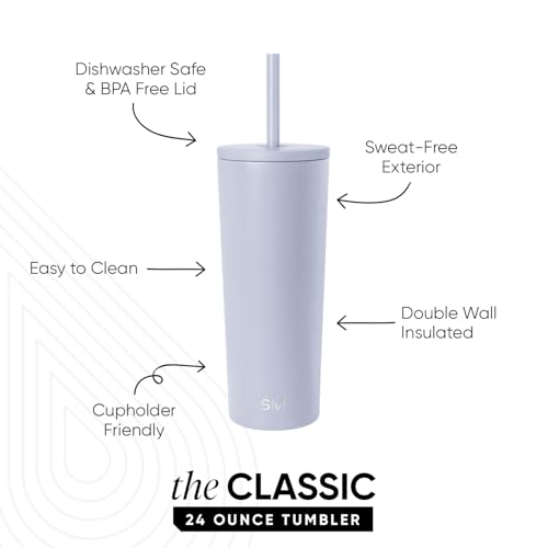 Image of Simple Modern Classic Tumbler with Straw Lid | Insulated Iced Coffee Cup Reusable Stainless Steel Water Bottle Travel Mug | Gifts for Women Men Her Him | 24oz | Dreamscape