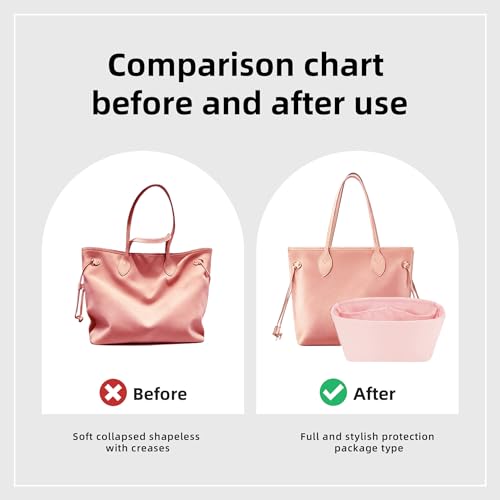 Image of DGAZ Purse Organizer Insert Fits Neverfullbag BB /PM /MM /GM,Silk Bag Organizer,Luxury Handbag & Tote Shaper(Pink,BB)