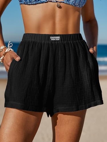 Image of CUPSHE Women's Casual Shorts Cotton High Rise Beach Cover Ups Summer Shorts with Pockets