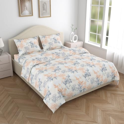 Image of Rivermoor Ultrasoft Bedsheet for Double Bed | Queen Size Bed Sheet with 2 Pillow Covers | 88 x 96 Inches | Breathable & Hypoallergenic | French Cream