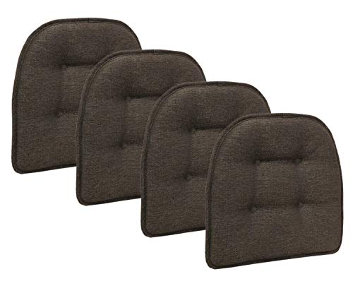 Klear Vu Omega Gripper Tufted Furniture Safe Non-Slip Dining Chair Cushion, Chestnut, 4-Pack