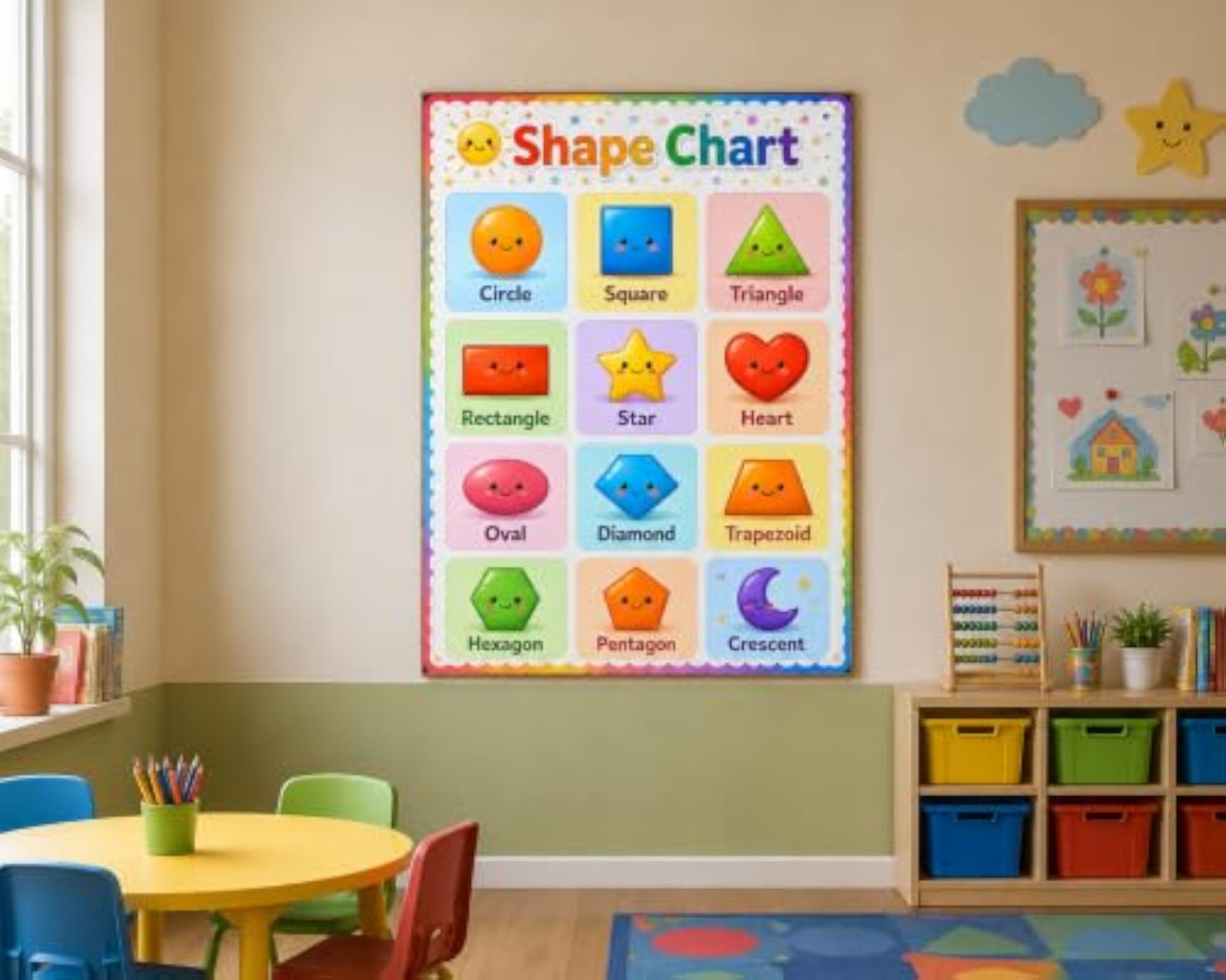 Kids Shape Chart A3 Wall Poster for Learning