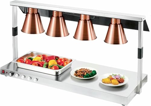 Lámparas para calentar pizzas y bufé, de acero inoxidable, para mesa, de 1, 2, 3 para calentar pizzas y bufé, de acero inoxidable, para mesa, de 1, 2, 3 o 4 piezas (bronce, cuatro cabezales)