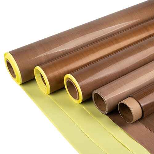 TIHONORI Teflone PTFE Glass Cloth Tape with Release Paper, 100x100cm High Temperature Insulation PTFE Coated Fiberglass Adhesive Tape,0.13mm Thick 1mx1m
