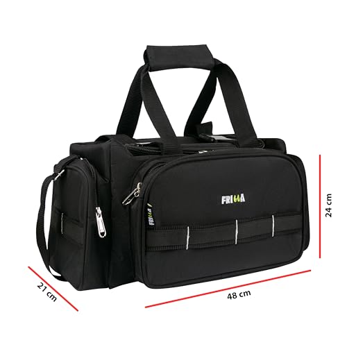 Image of FRILLA Tool Bag, Professional Electrician Storage Bag, 24x48x21 cm, Black, Heavy Duty with Adjustable Strap