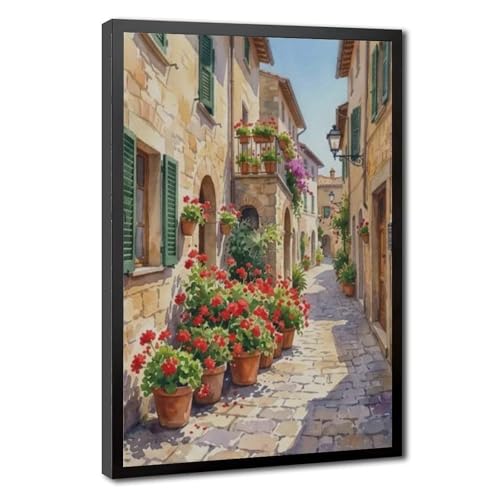 Idée cadeau déco originale avec cette affiche de voyage sur toile scène de ruelle d'Italie