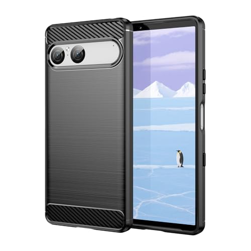 Wookfiss Coque pour Sony Xperia 10 VII, [Fibre de Carbone] Premium Flexible TPU Silicone Housse Etui de Protection Compatible avec Sony Xperia10 VII,...