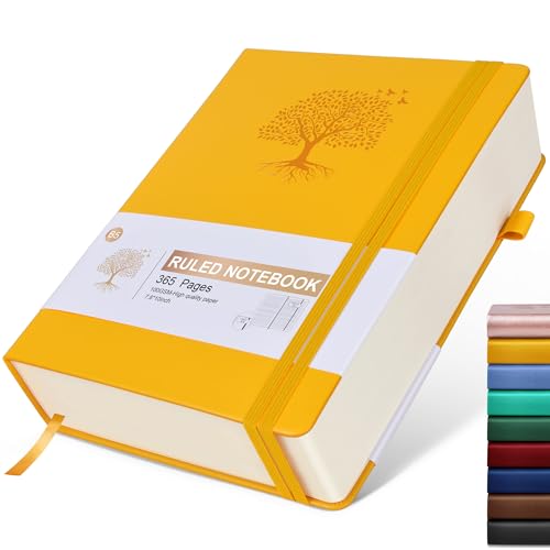 Image of Lined Journal Notebook, 365 Pages B5 Journals for Writing College Ruled Notebook, Hardcover Leather Journal for Women Men, Daily Notebook for Work, Note Taking,100Gsm Thick Paper( 7.6'' X 10'' Yellow)