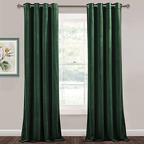 PONY DANCE Dark Green Velvet Curtains