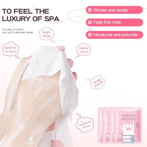 Handmaske 4 Paar Handpflege Handschuhe, Peeling-Handmasken Für Sehr Trockene Hände, Feuchtigkeitsspendende Hand Maske mit Niacinamid & Ziegenmilch, Exfoliating Gloves Hand Maske (4 stück)