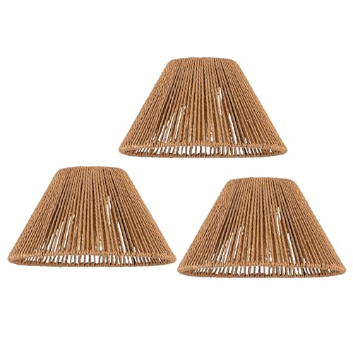 3x Boho Rattan Pendant Lamp Replacement Shade Ceiling Fan Light Bulb Covers Light Shades for Hanging Light Fixtures Shades Only Farmhouse Wicker Woven Lampshade, Ø9.85" x H5.5" by YIKEGE LICHT - Used condition - US$27.32