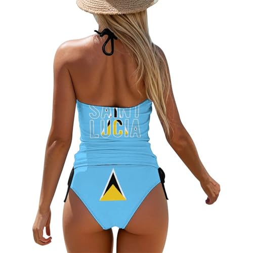 Linkasi Flag of Spain Women's Sexy Thong Suspender Bikini Side Tie Triangle Bikini Set2