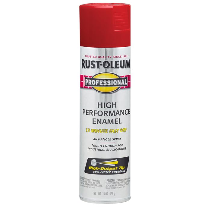 Image of Rust-Oleum 7564838-6PK Professional High Performance Enamel Spray Paint, 15 oz, Gloss Safety Red, 6 Pack