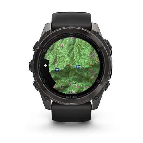 Image of Garmin Fenix 8, 51mm, AMOLED, Sapphire, Smartwatch, Carbon Gray Titanium with Black /Pebble Gray Silicone Band