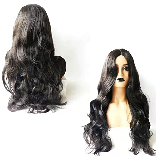 Perucas longas onduladas, peruca feminina, cabelo humano aparência natural peruca completa resistent