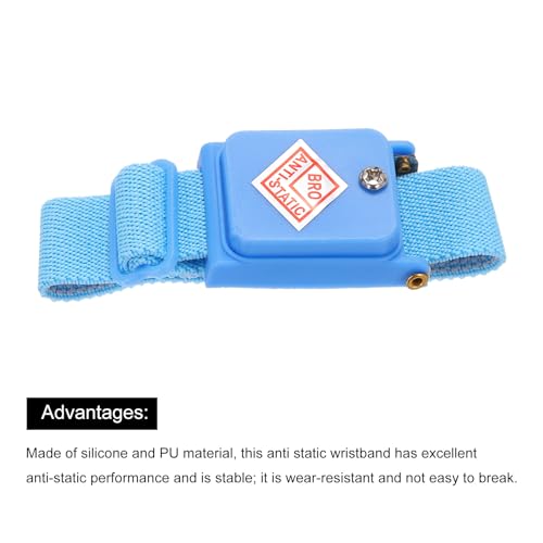 Image of MECCANIXITY 2pcs Anti Static Wrist Strap, ESD Antistatic Bracelet Adjustable Cordless with Spare Bracelet for Computer Electronics Repair Sky Blue