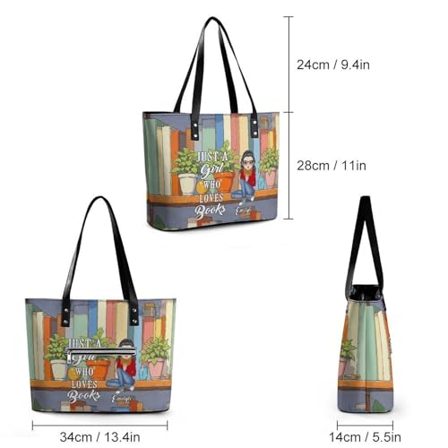 Personalized Just A Girl Who Loves Book Single Shoulder Bag Custom Name Portrait Funny Book Lover Leather Bag Gifts3