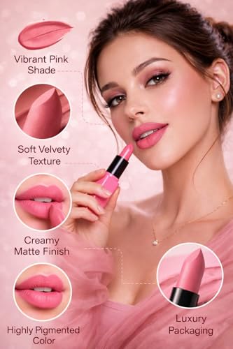 Image of Grace Heaven Matte Lipstick, Long Lasting, Smudge-Proof, Lightweight Formula, Bullet Lipstick (pink)