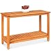 Best Choice Products 48-inch 2-Shelf Indoor Outdoor Multifunctional Eucalyptus Wood Buffet Bar Storage Console Table Organizer, Natural