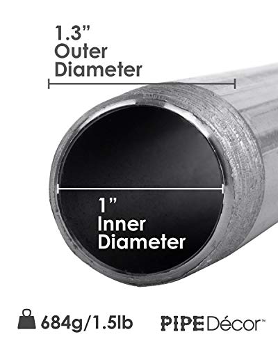 Pipe Décor 1” X 12” Malleable Cast Iron Pipe Nipple, Industrial Steel Grey Fits Standard One Inch Black Threaded Pipes Nipples And Fittings, Build Vintage Diy Furniture, 4 Pack (Four Pipes) #TOP1