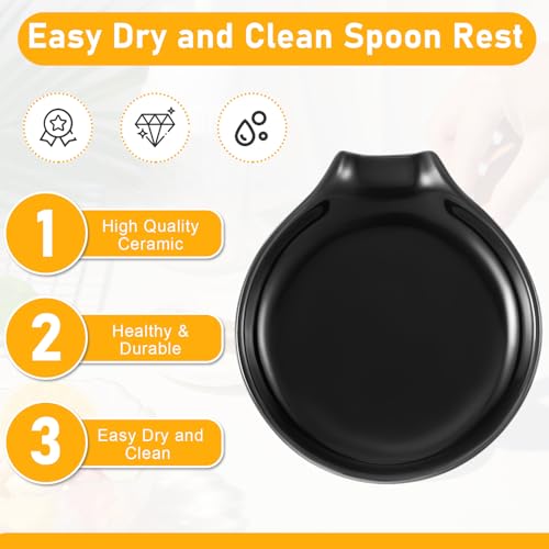 Image of Irenare 8 Pcs Ceramic Spoon Rest for Stove Top, 3.74 Inch Porcelain Spoon Holder, Coffee Utensil Rest Heat Resistant Dishwasher Safe for Home Kitchen Accessories Gift(Black, White)